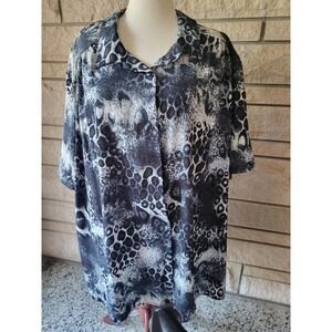 A Personal Touch Womens Top Leopard Print Button Down Blouse‎ 3X